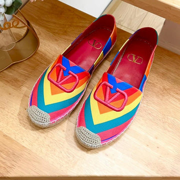 Garavani Printed Colorful Canvas Loafer With Embroidered Logo