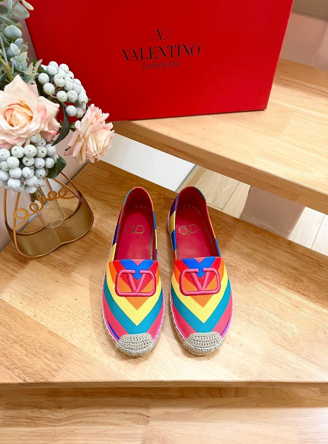 Garavani Printed Colorful Canvas Loafer With Embroidered Logo