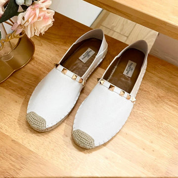 Rockstud White Canvas Espadrilles