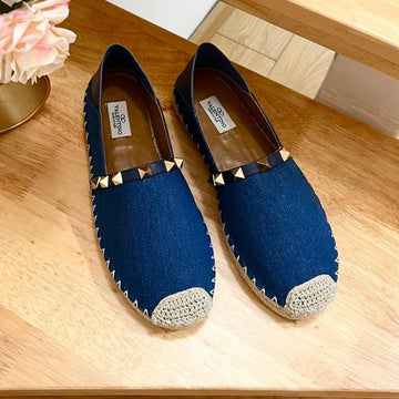 Rockstud Navy Blue Canvas Espadrilles