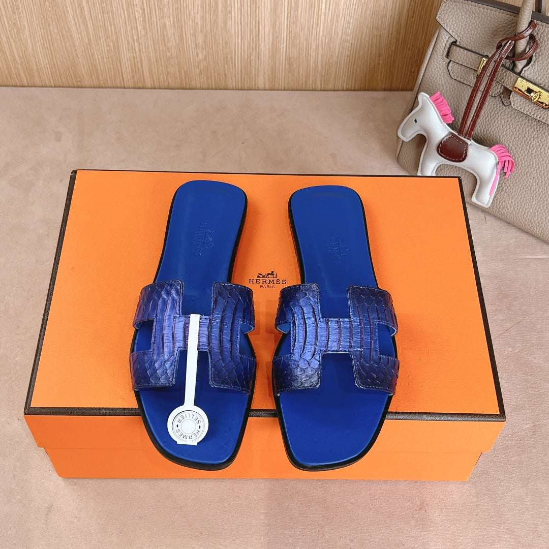 Hm Oran Sandals Cobalt Blue Calfskin 312776