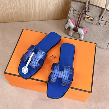 Hm Oran Sandals Cobalt Blue Calfskin 312776