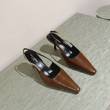 Blake Slingback Pumps 80 In Brown Patent Leather