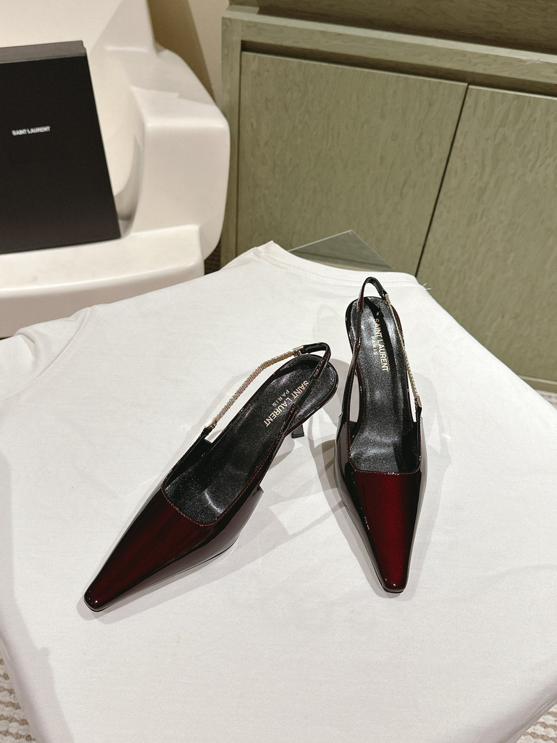 Blake Slingback Pumps 80 In Wine Patent Leather