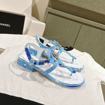 Thong Sandal Cloud Blue White Quilted Clafskin