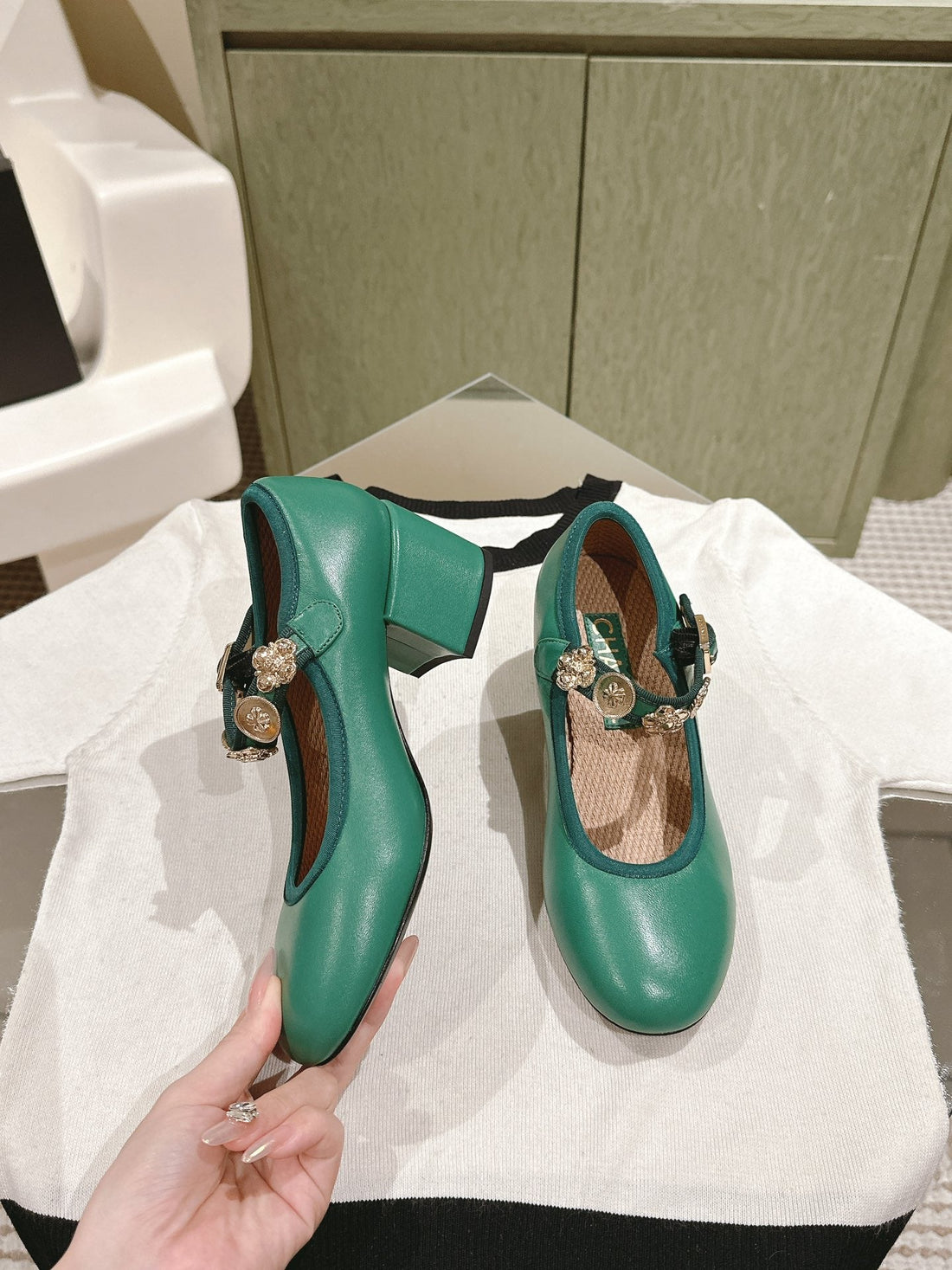 CC High Mary Jane Sea Green Lambskin
