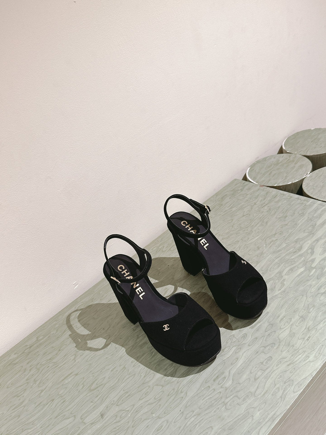CC High Sandal Black Suede Calfskin