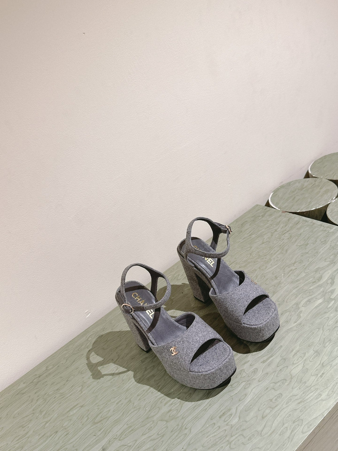 CC High Sandal Grey Suede Calfskin