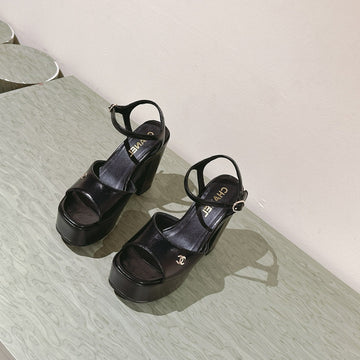 CC High Sandal Black Calfskin