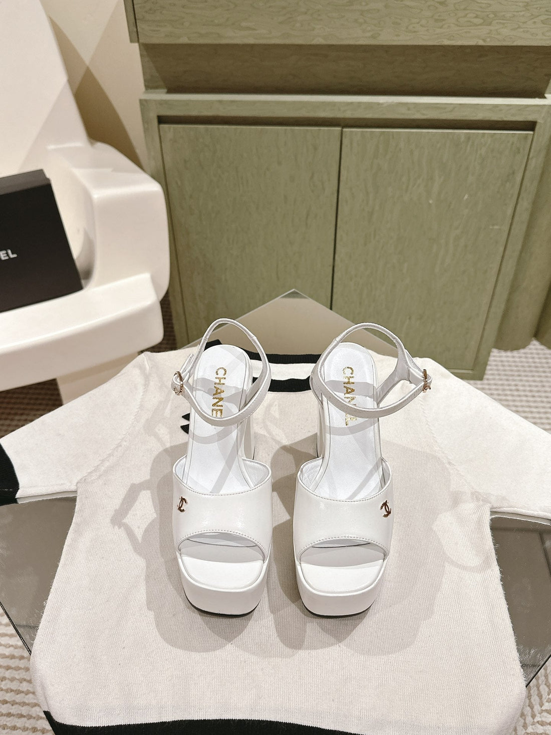 CC High Sandal White Calfskin