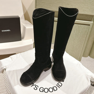 CC High Boots Black Suede Calfskin