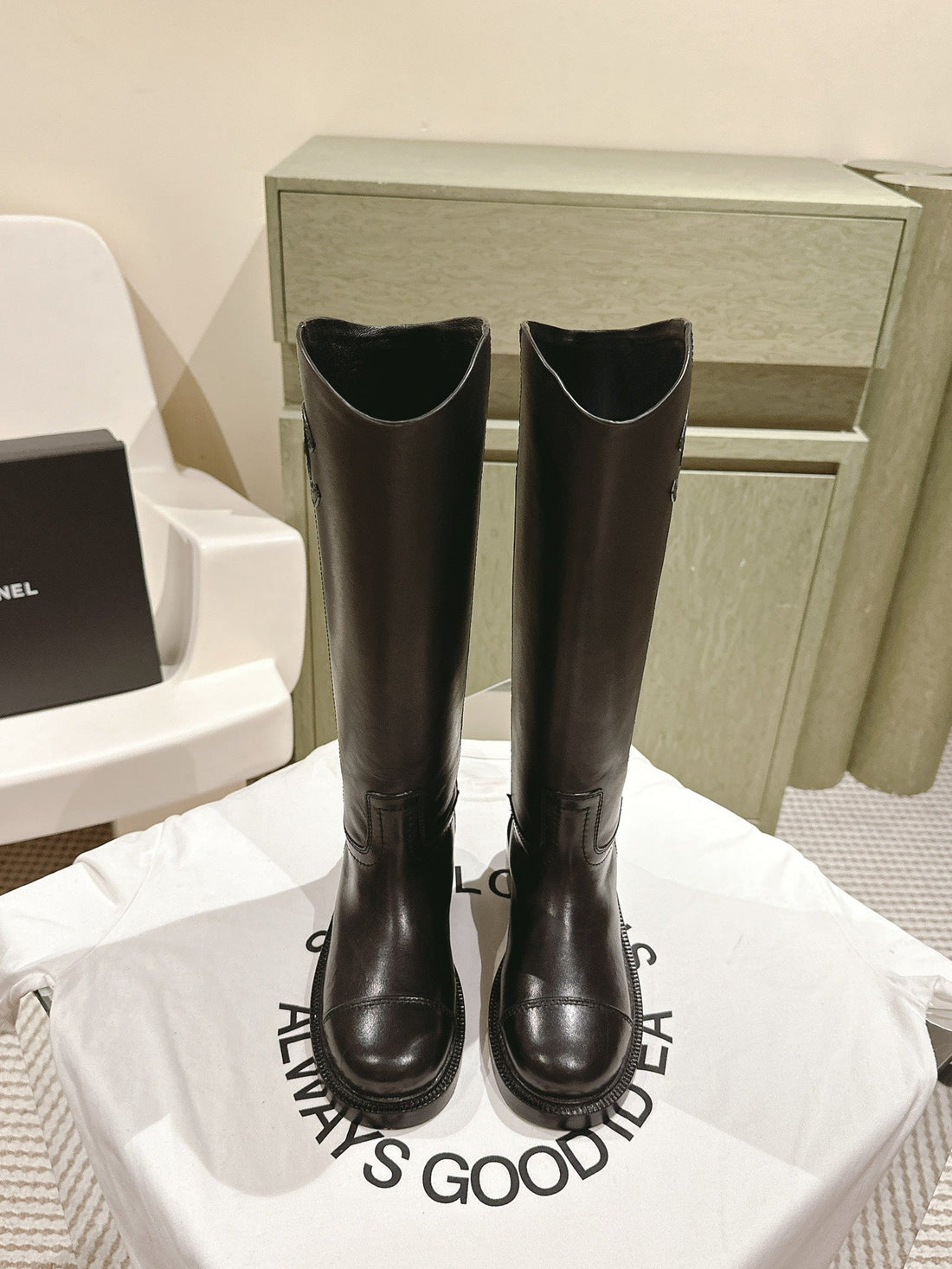 CC High Boots Black Calfskin 768996