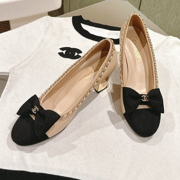 CC High Heels Beige Cream Calfskin And Fabric