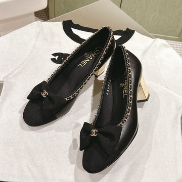 CC High Heels Black Calfskin And Fabric