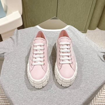 Pra Double Wheel Re-Nylon Gabardine Sneakers Pastel Pink Calfskin