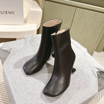Loewe Round-Toed Boots 85MM Black Mixed Sheepskin 448450
