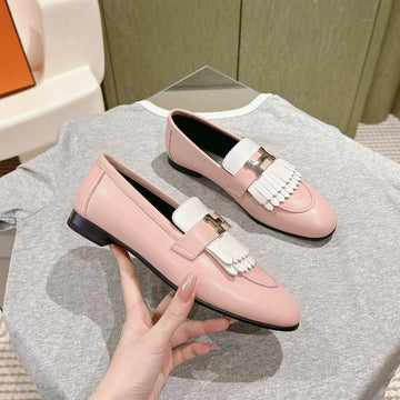 Hm Mocassins Royal Loafers Muted Pink White Sheepskin 445006