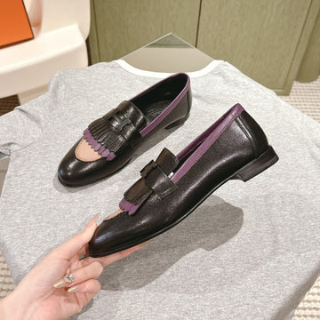 Hm Mocassins Royal Loafers Black Purple Sheepskin 445012