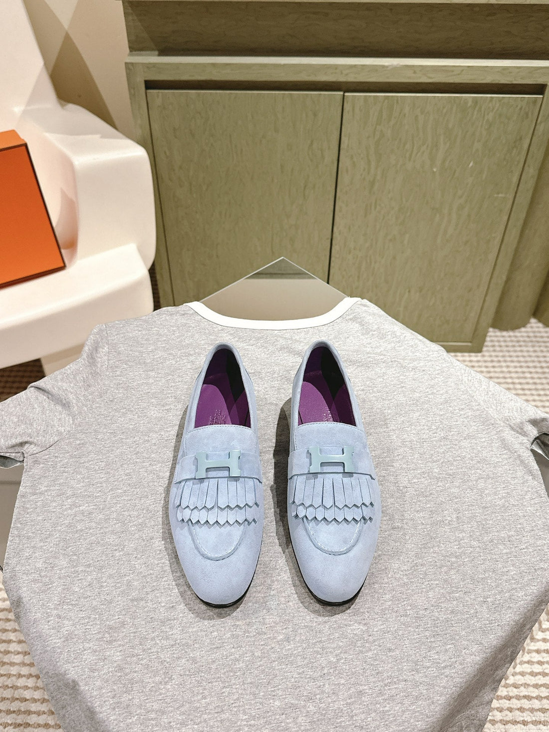 Hm Mocassins Royal Loafers Pastel Blue Suede 445015