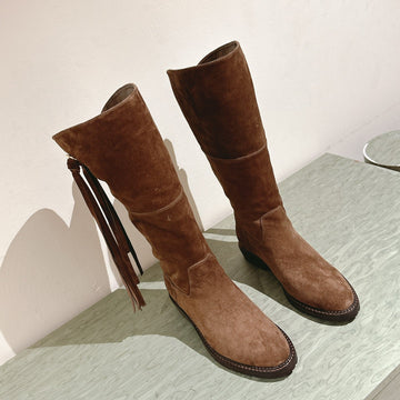 CC Knee-High Boots 40MM Brown Suede Leather 447193
