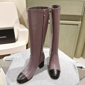 CC 24 Fw Knee-High Boots 70MM Dusty Purple Black Cowhide 447189
