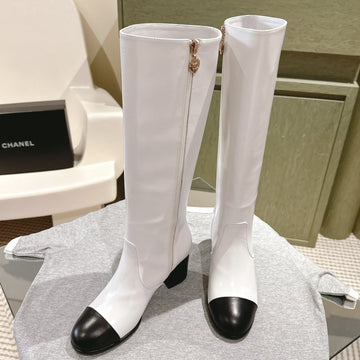 CC 24 Fw Knee-High Boots 70MM Black White Cowhide 447191