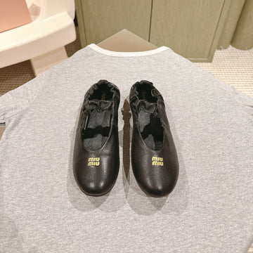 Miu Ruches Ballet Flat Black Lambskin 445668
