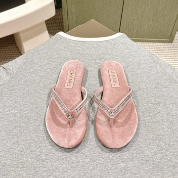 CC 25SS Rhinestone Thong Sandal Pink Velvet 461636