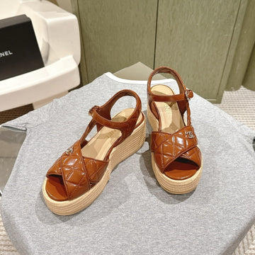 CC 25SS Espadrille Sandals 85MM Caramel Quited Sheepskin 462240