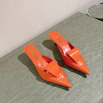 Pra 2026S High Heel Mule 65 Orange Sheepskin 657670