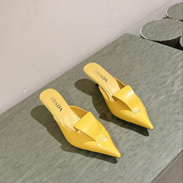 Pra 2026S High Heel Mule 65 Yellow Sheepskin 657673