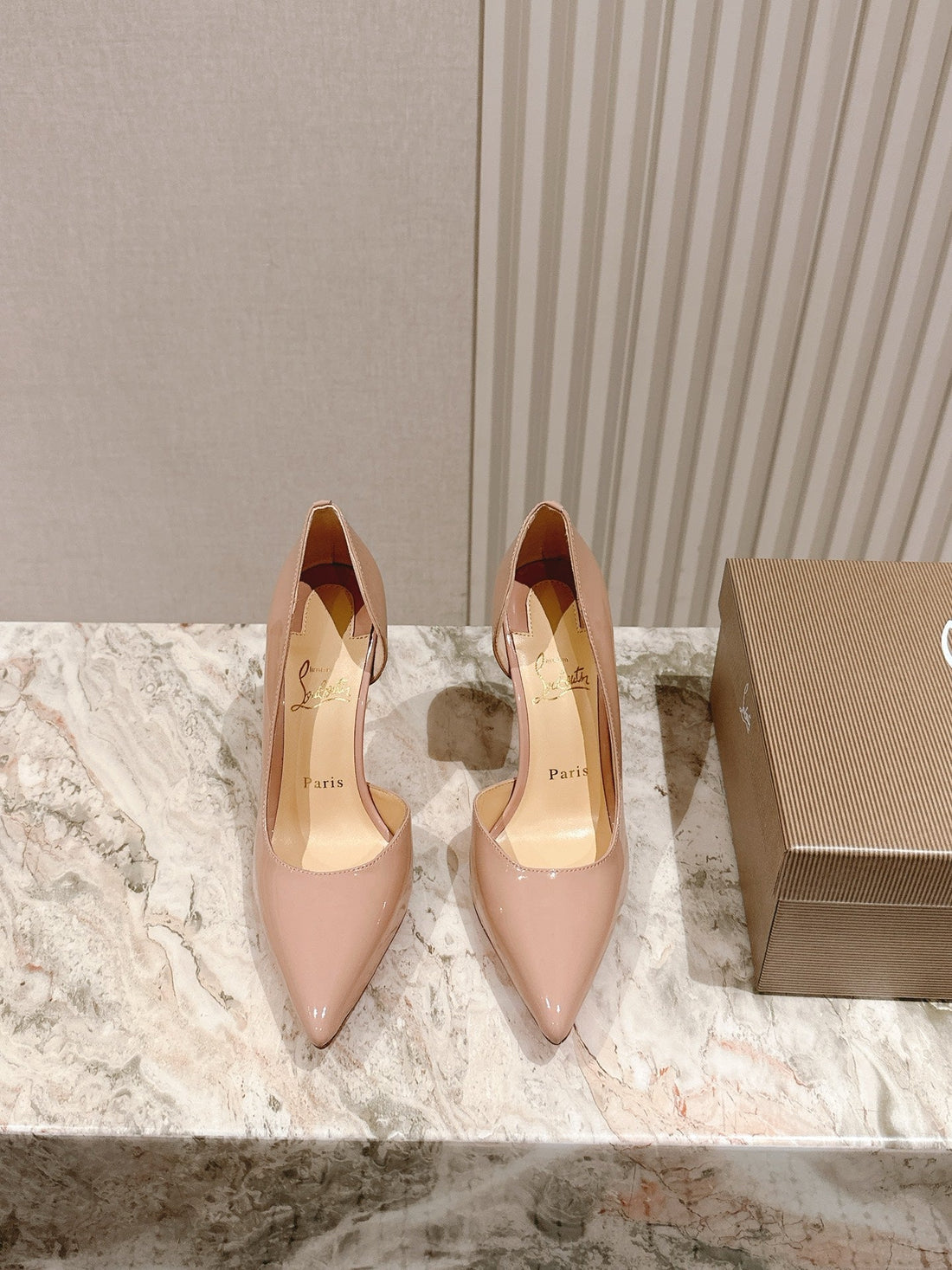 Cl 25S Iriza Pumps 95MM Beige Patent Leather 446685