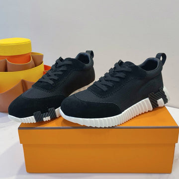 Hm Bouncing Sneaker Black Mix White Fabric With Suede 212277