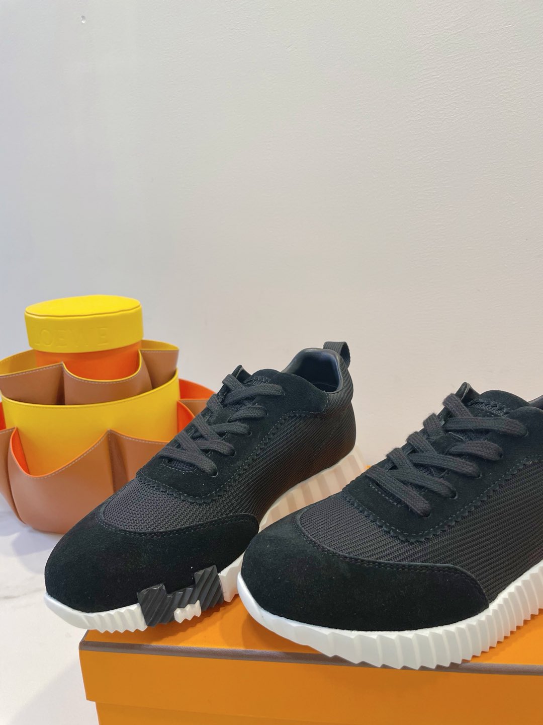 Hm Bouncing Sneaker Black Mix White Fabric With Suede 212277