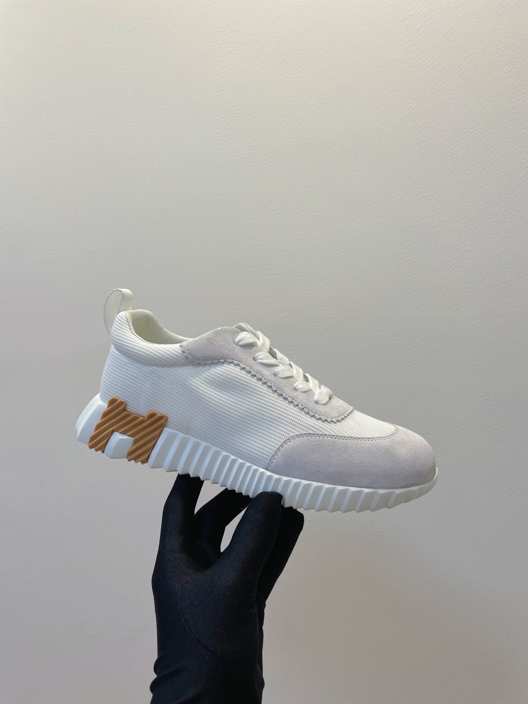 Hm Bouncing Sneaker White Mix Beige Grey Fabric With Suede 212279
