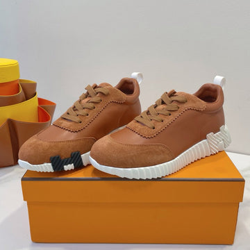 Hm Bouncing Sneaker Bronze Brown Calfskin And Suede 212287