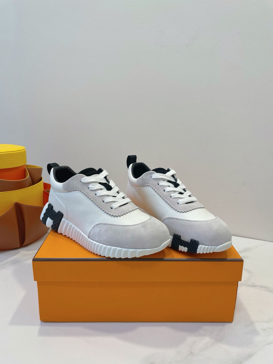 Hm Bouncing Sneaker Beige Grey Mix White Calfskin And Suede 212288