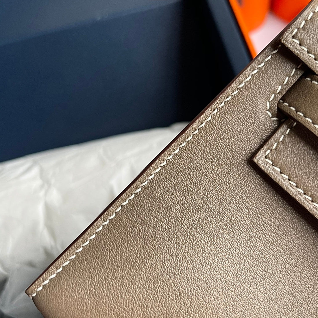 HM Kelly Pochette 22CM Gris Elephant Swift Gold Hardware