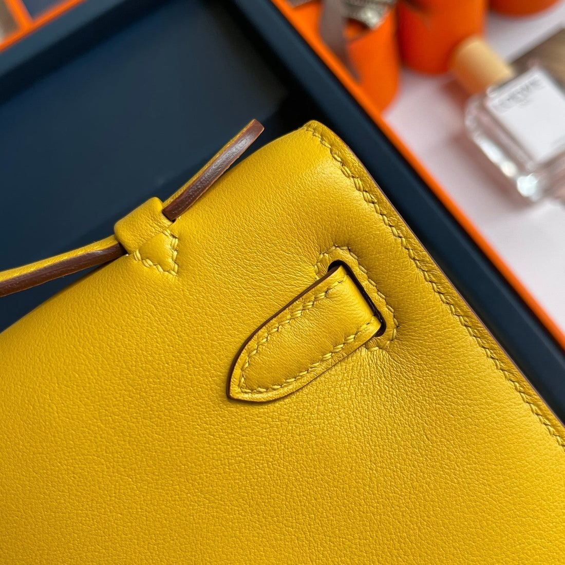 HM Kelly Pochette 22CM Yellow Swift Silver Hardware