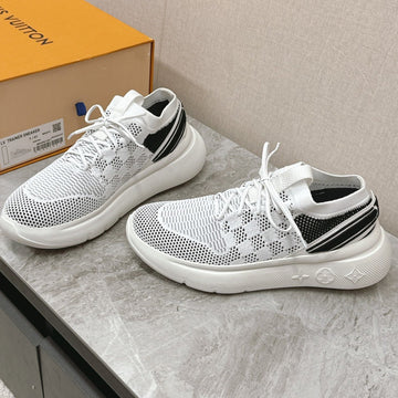 Sneakers In White Damier Elastic Fabric