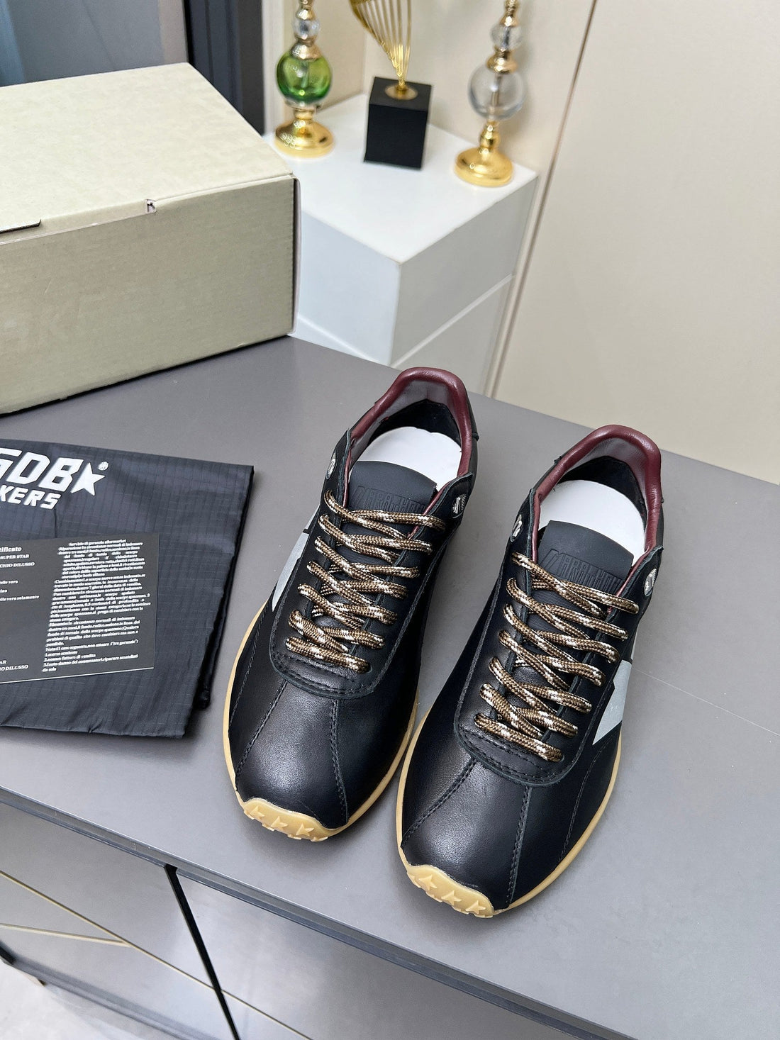 Golden Goose 26S Marathon Runner Sneakers Black Leather 735858