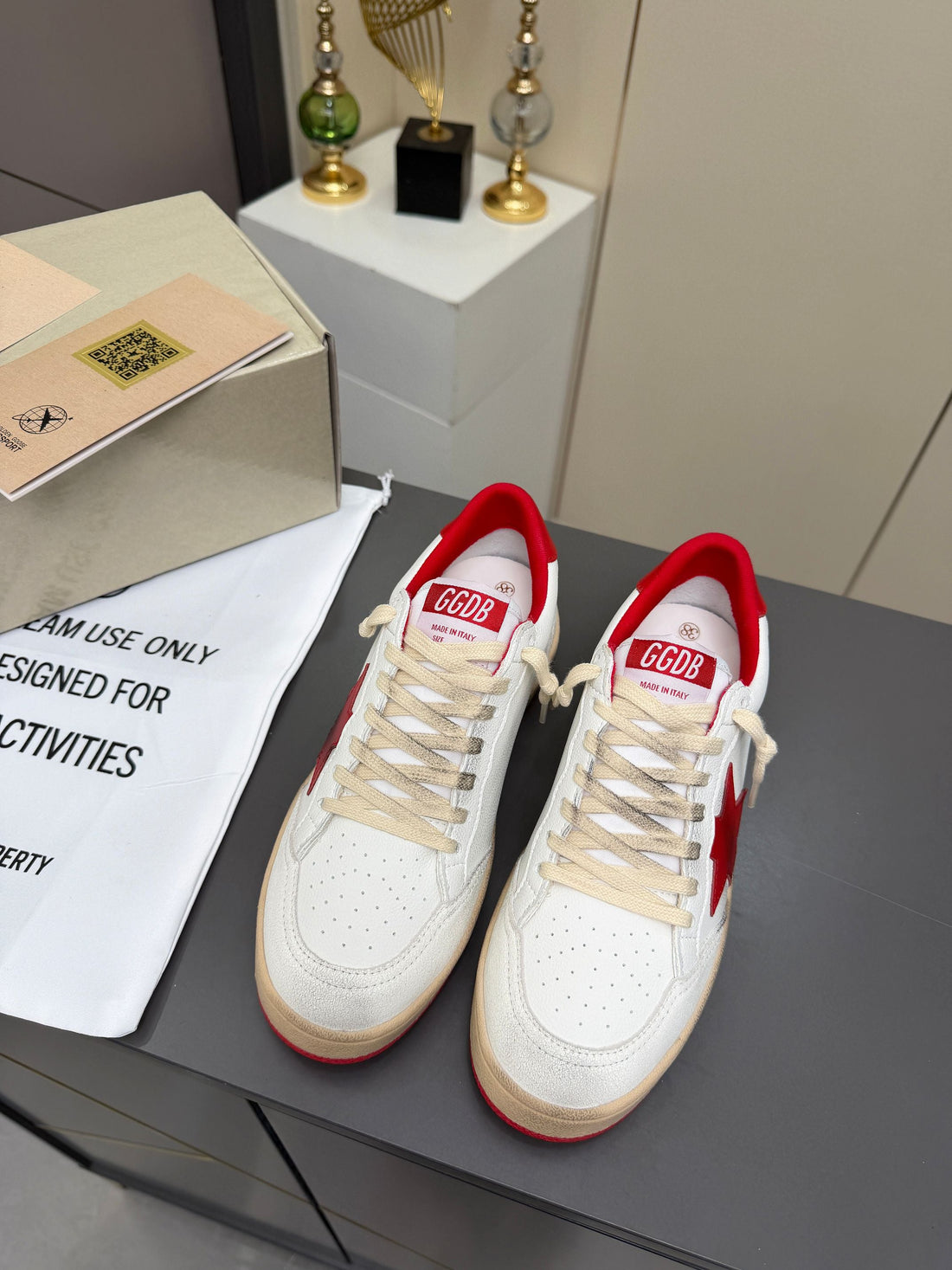 Golden Goose 26S Ball Star Sneakers Red White Leather 735901