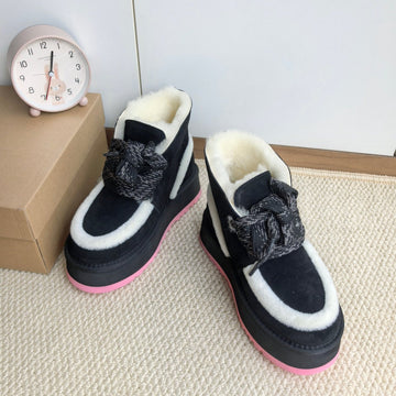 Ugg Dopamine Snow Boots Black Wool Suede 512872