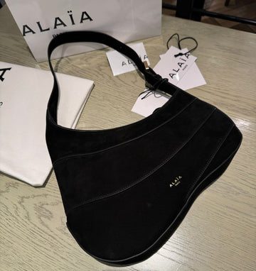 Wave Hobo Bag 29 In Black Suede