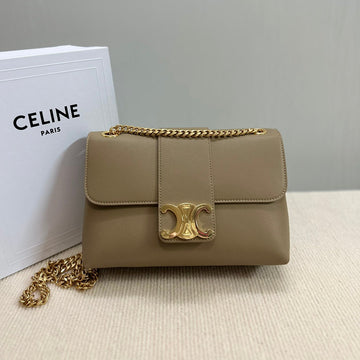 Medium Victoire Bag 25 In Shadow Brown Supple Calfskin Gold Hardware