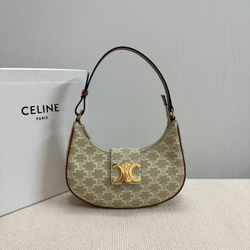 Medium Ava Bag 23 In Beige Triomphe Canvas Gold Logo