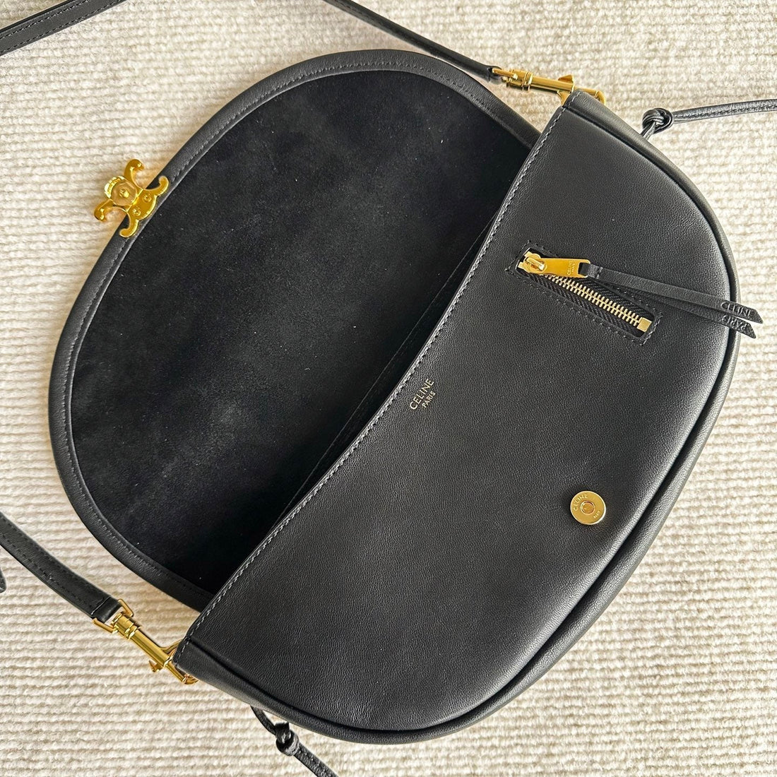 Cl Halfmoon Triomphe Small Bag 25CM Black Lambskin