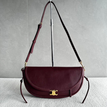 Cl Halfmoon Triomphe Small Bag 25CM Burgundy Lambskin