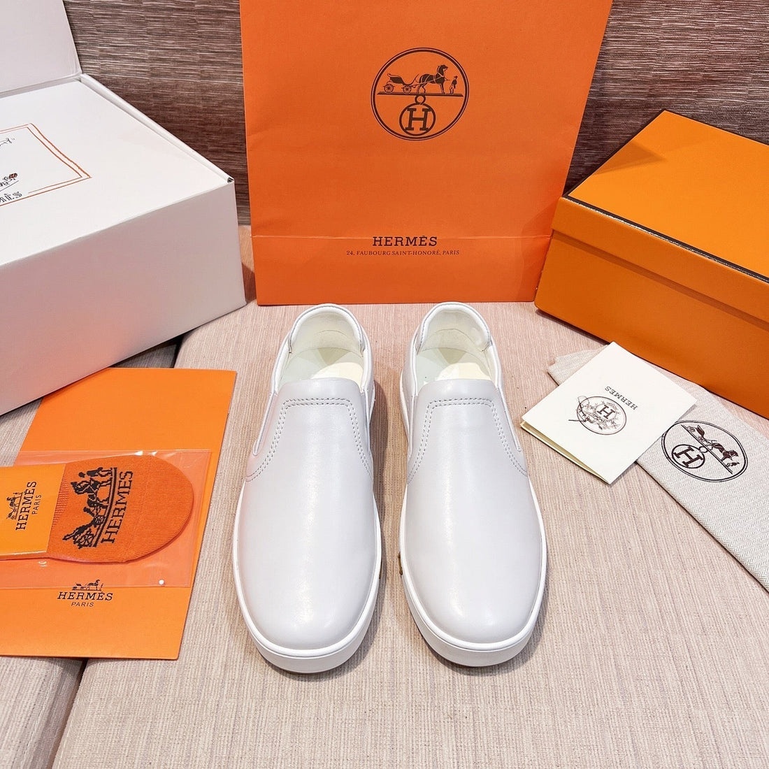 Hm Men's 25 Lucky Slip-On White Calfskin 713106