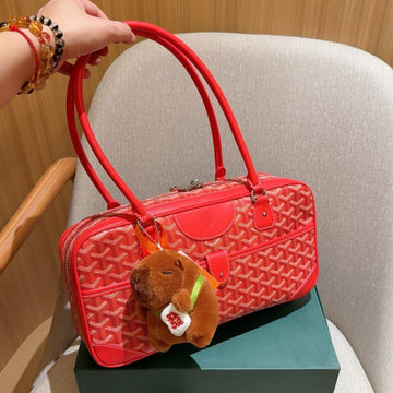 Saint Martin Bag 35 In Cadmium Red Goyardine Canvas And Calfskin